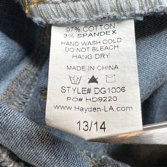 Hayden  Girls Jeans Sz 13/14 Fringe Hem, Star Accent, Stretch Waist, Pockets EUC - Picture 9 of 10